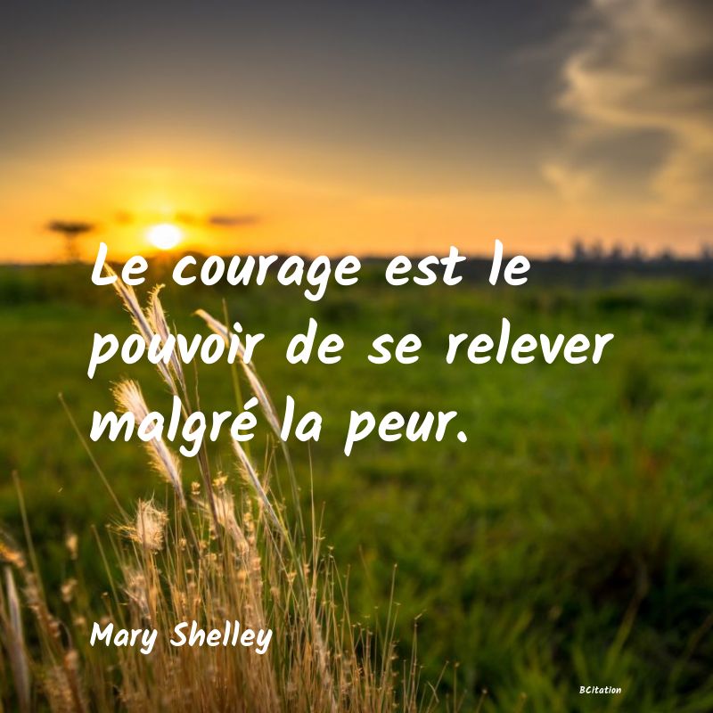 image de citation: Le courage est le pouvoir de se relever malgré la peur.