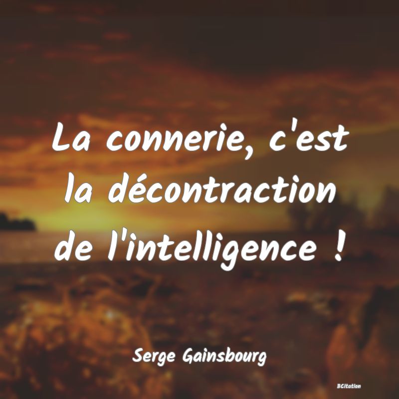 image de citation: La connerie, c'est la décontraction de l'intelligence !