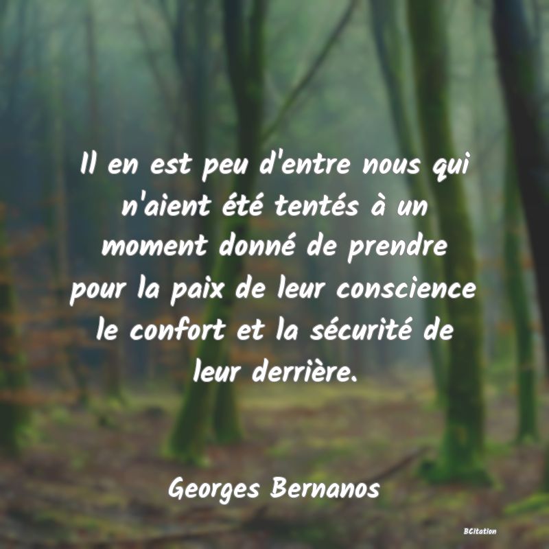 image de citation: Il en est peu d'entre nous qui n'aient été tentés à un moment donné de prendre pour la paix de leur conscience le confort et la sécurité de leur derrière.