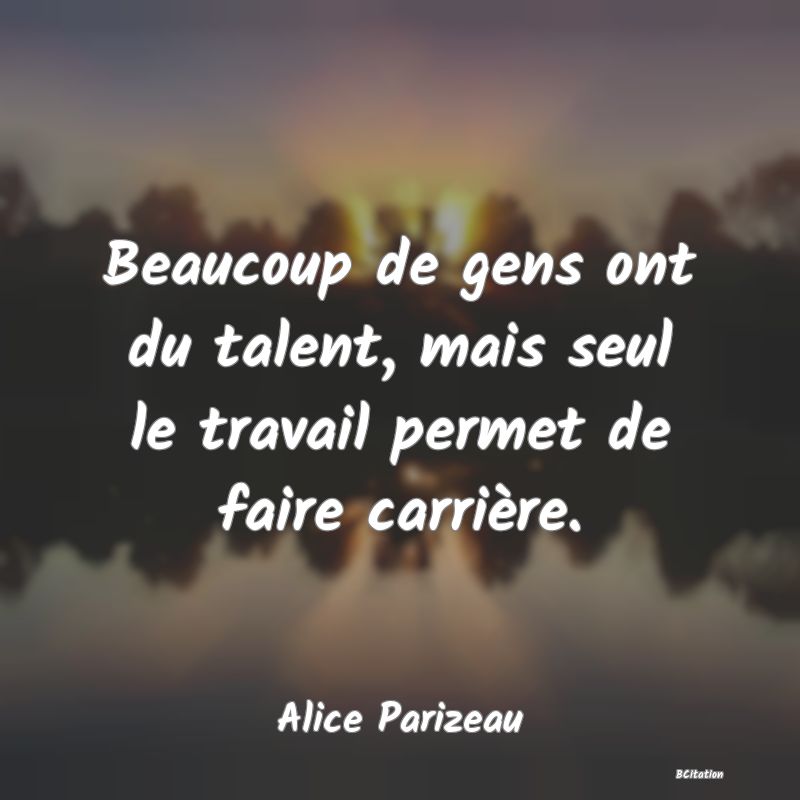 image de citation: Beaucoup de gens ont du talent, mais seul le travail permet de faire carrière.