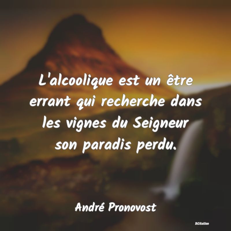 image de citation: L'alcoolique est un être errant qui recherche dans les vignes du Seigneur son paradis perdu.