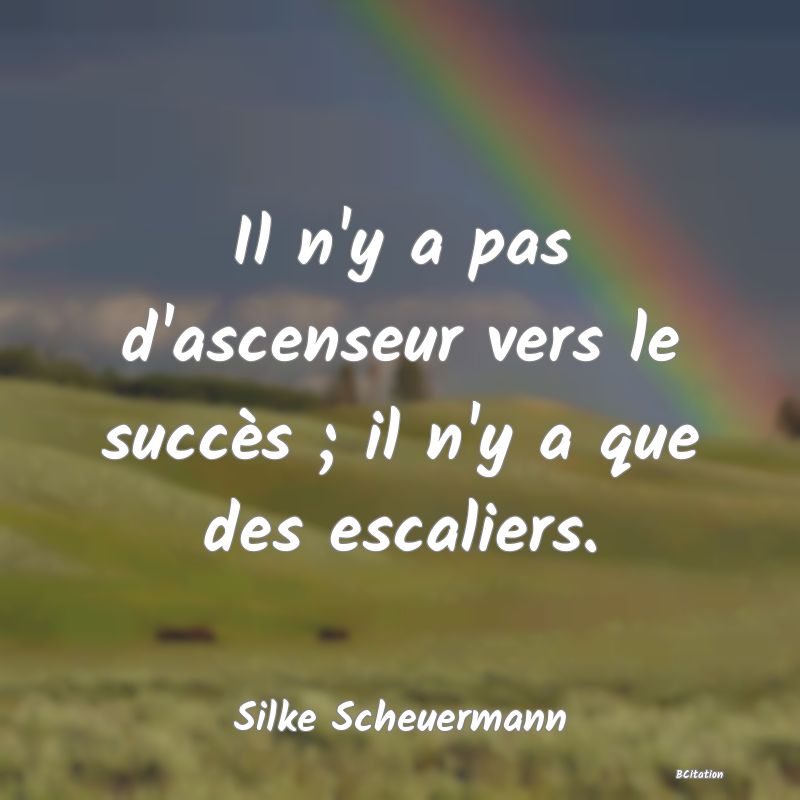 Belle Citation - Il n'y a pas d'ascenseur vers le succès ; il n'y a que des escaliers. - Silke Scheuermann