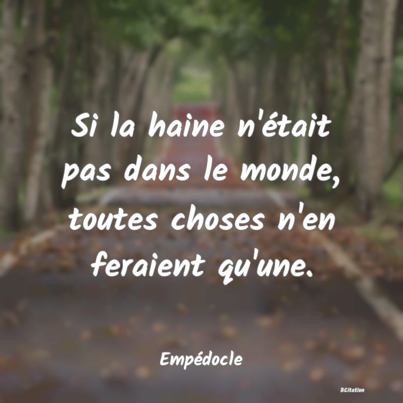 image de citation: Si la haine n'était pas dans le monde, toutes choses n'en feraient qu'une.