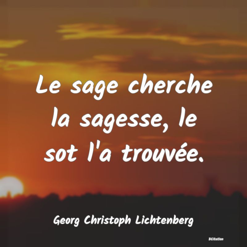 image de citation: Le sage cherche la sagesse, le sot l'a trouvée.