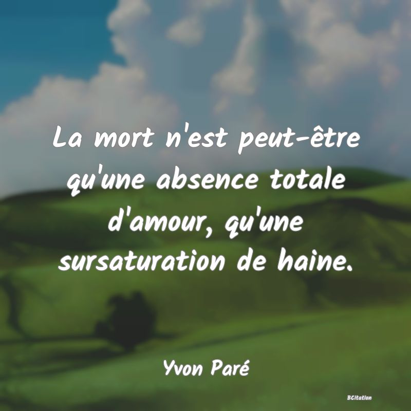 image de citation: La mort n'est peut-être qu'une absence totale d'amour, qu'une sursaturation de haine.