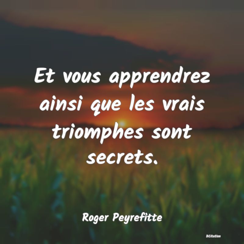 image de citation: Et vous apprendrez ainsi que les vrais triomphes sont secrets.