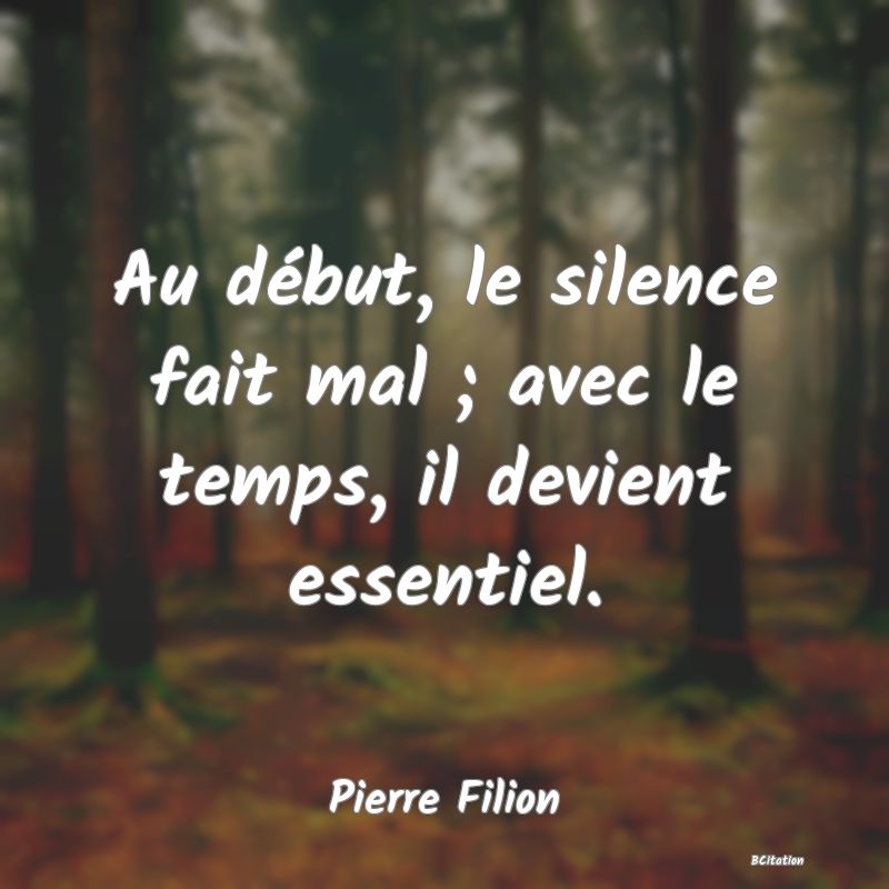 image de citation: Au début, le silence fait mal ; avec le temps, il devient essentiel.