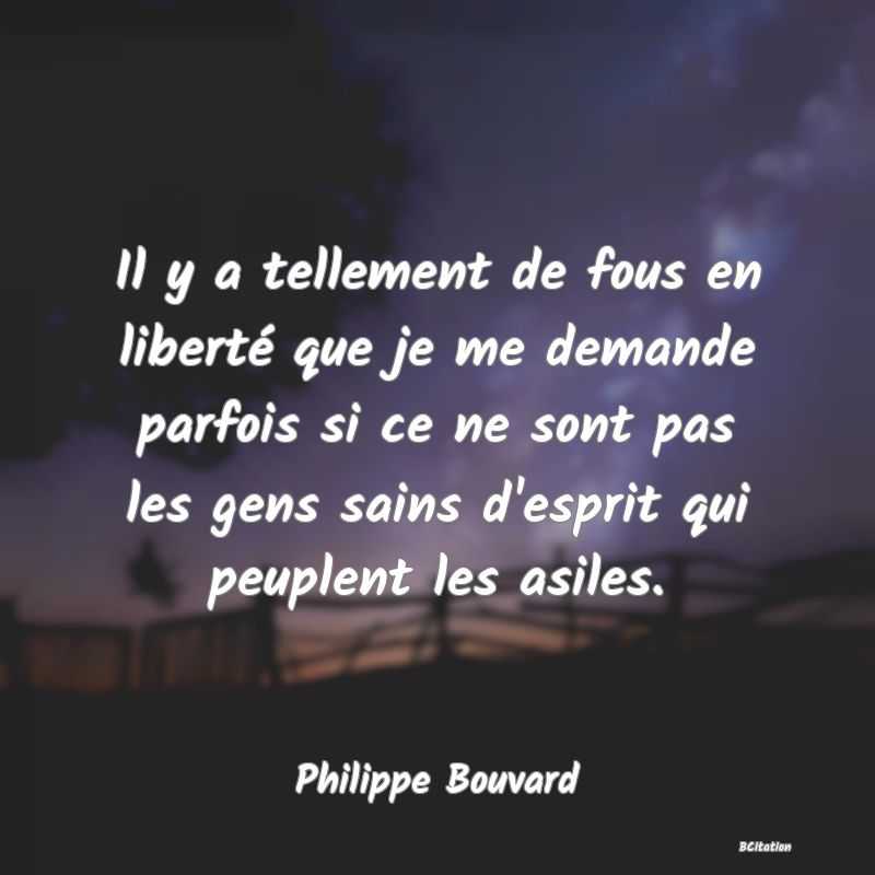 image de citation: Il y a tellement de fous en liberté que je me demande parfois si ce ne sont pas les gens sains d'esprit qui peuplent les asiles.