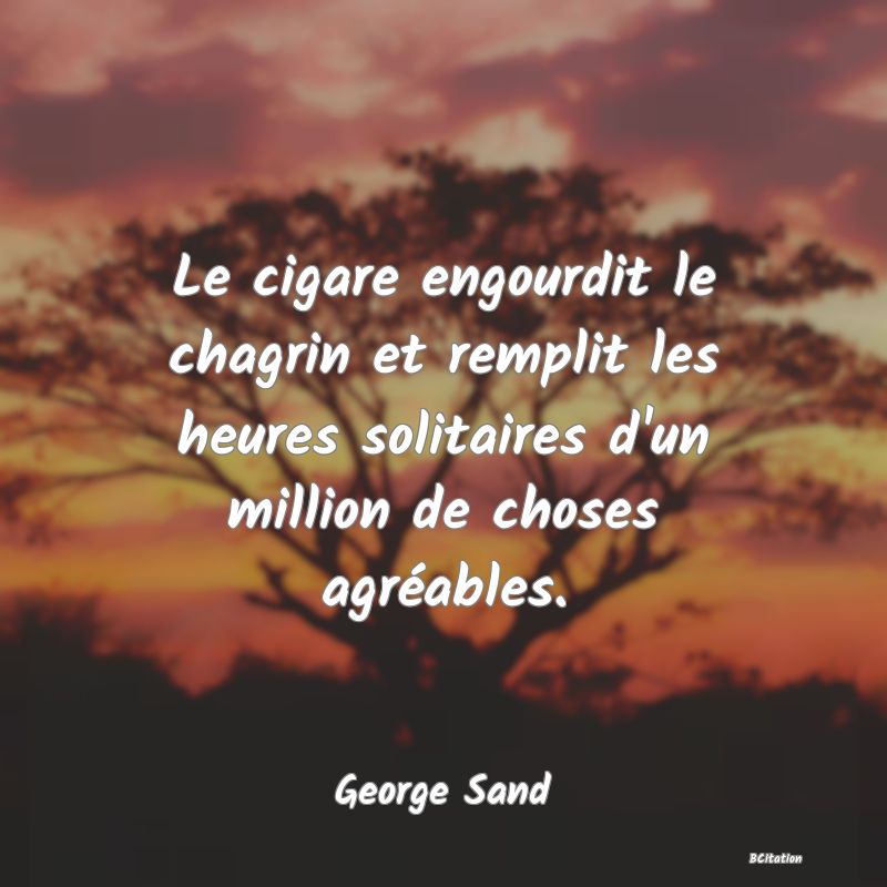 Belle Citation - Le cigare engourdit le chagrin et remplit les heures solitaires d'un million de choses agréables. - George Sand