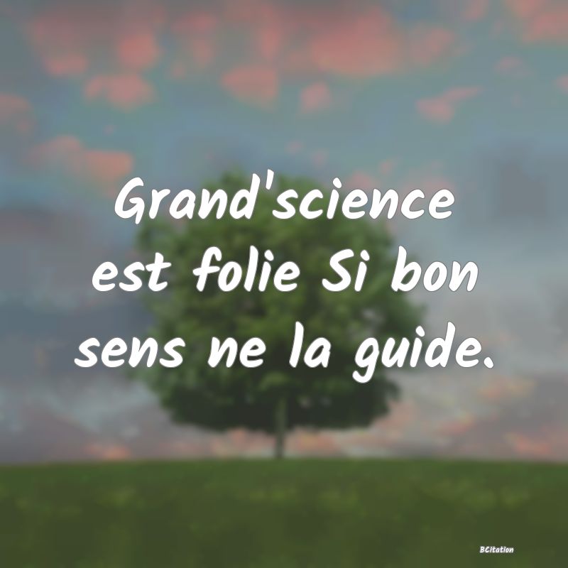 image de citation: Grand'science est folie Si bon sens ne la guide.