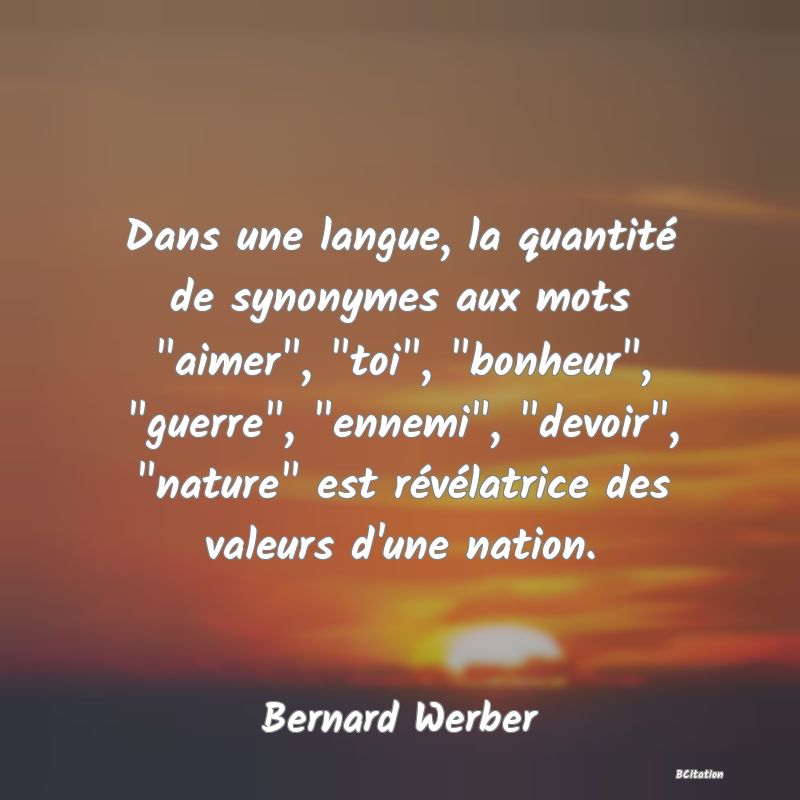 Belle Citation - Dans une langue, la quantité de synonymes aux mots 