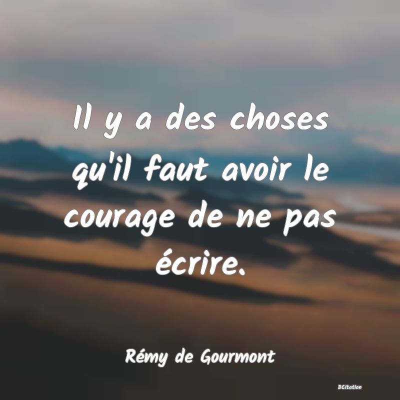 image de citation: Il y a des choses qu'il faut avoir le courage de ne pas écrire.