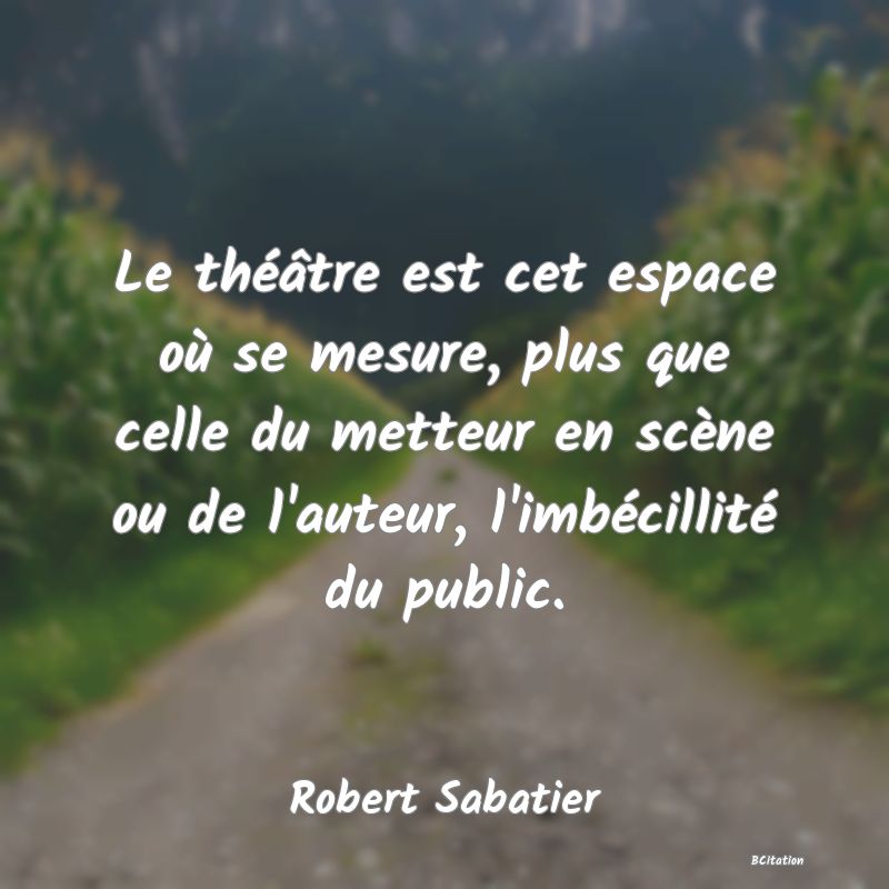 image de citation: Le théâtre est cet espace où se mesure, plus que celle du metteur en scène ou de l'auteur, l'imbécillité du public.