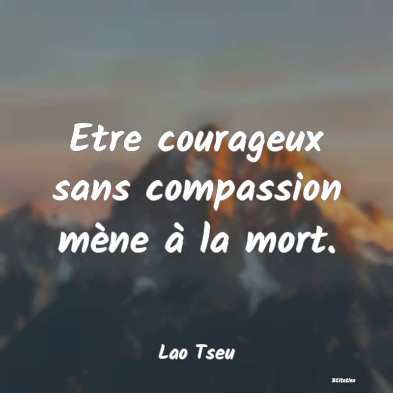 image de citation: Etre courageux sans compassion mène à la mort.