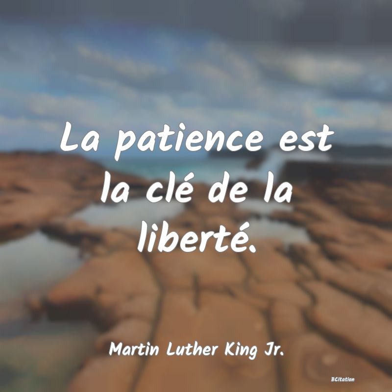 image de citation: La patience est la clé de la liberté.