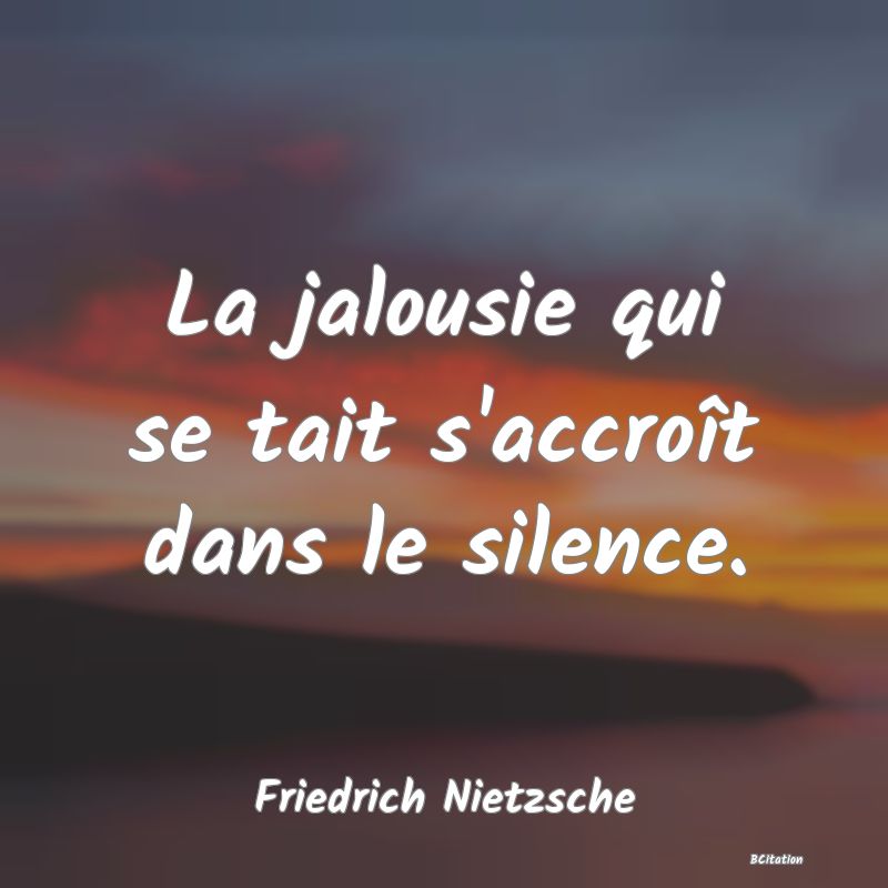 image de citation: La jalousie qui se tait s'accroît dans le silence.