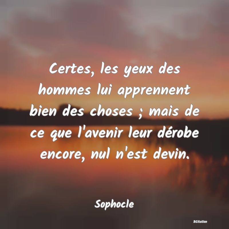 image de citation: Certes, les yeux des hommes lui apprennent bien des choses ; mais de ce que l'avenir leur dérobe encore, nul n'est devin.