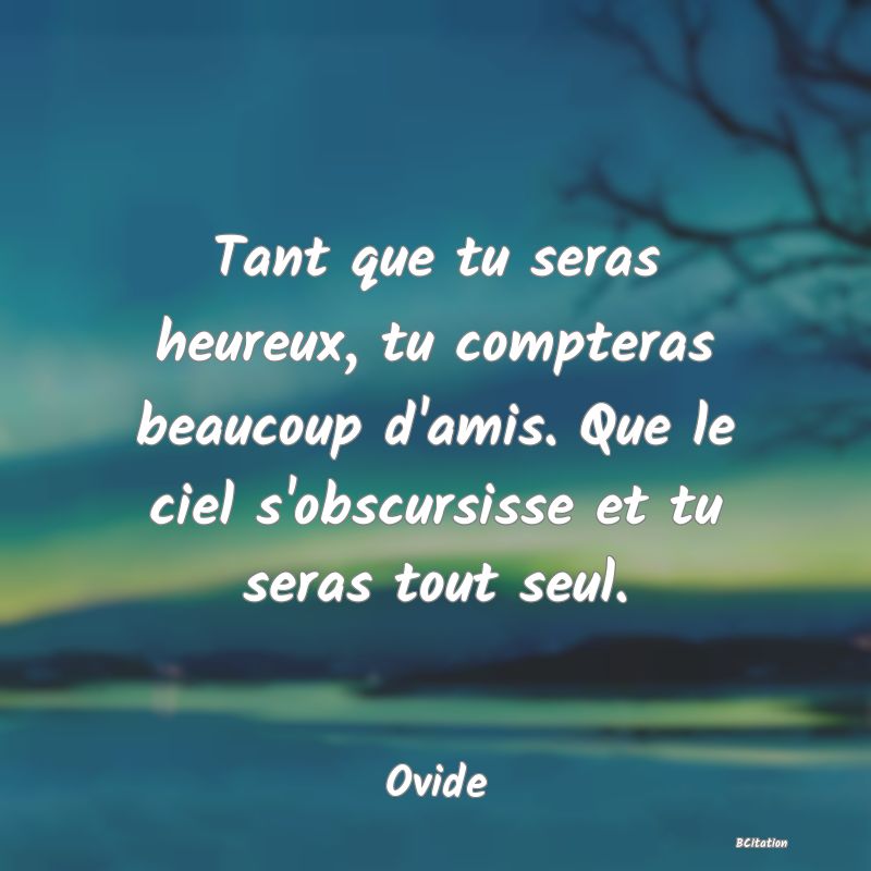 image de citation: Tant que tu seras heureux, tu compteras beaucoup d'amis. Que le ciel s'obscursisse et tu seras tout seul.