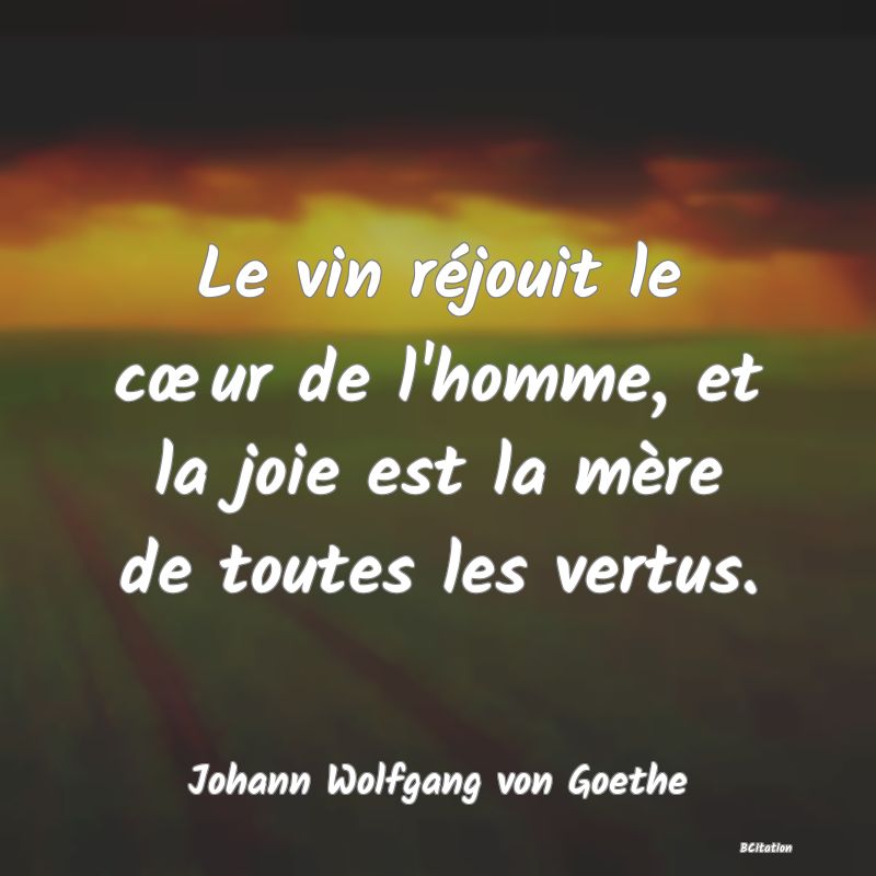 image de citation: Le vin réjouit le cœur de l'homme, et la joie est la mère de toutes les vertus.