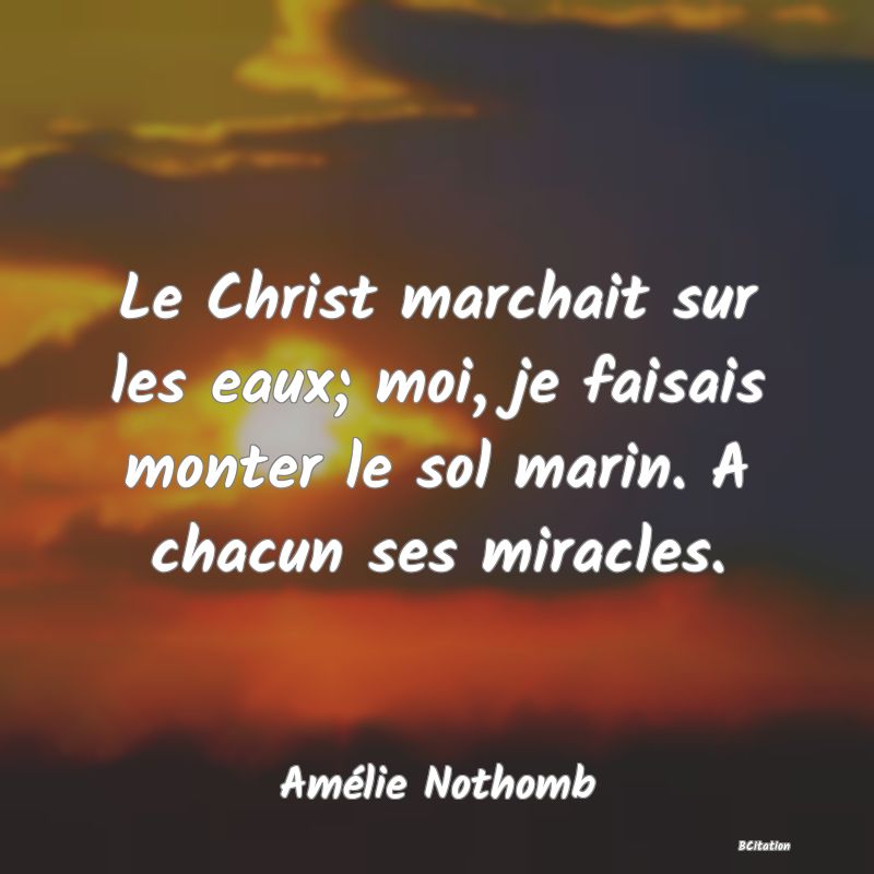 image de citation: Le Christ marchait sur les eaux; moi, je faisais monter le sol marin. A chacun ses miracles.