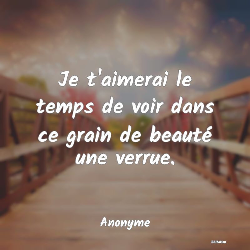 image de citation: Je t'aimerai le temps de voir dans ce grain de beauté une verrue.