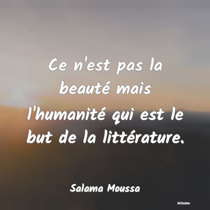 image de citation: Ce n'est pas la beauté mais l'humanité qui est le but de la littérature.