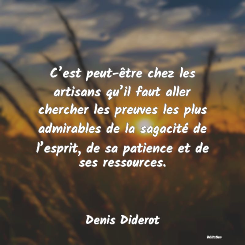 image de citation: C’est peut-être chez les artisans qu’il faut aller chercher les preuves les plus admirables de la sagacité de l’esprit, de sa patience et de ses ressources.