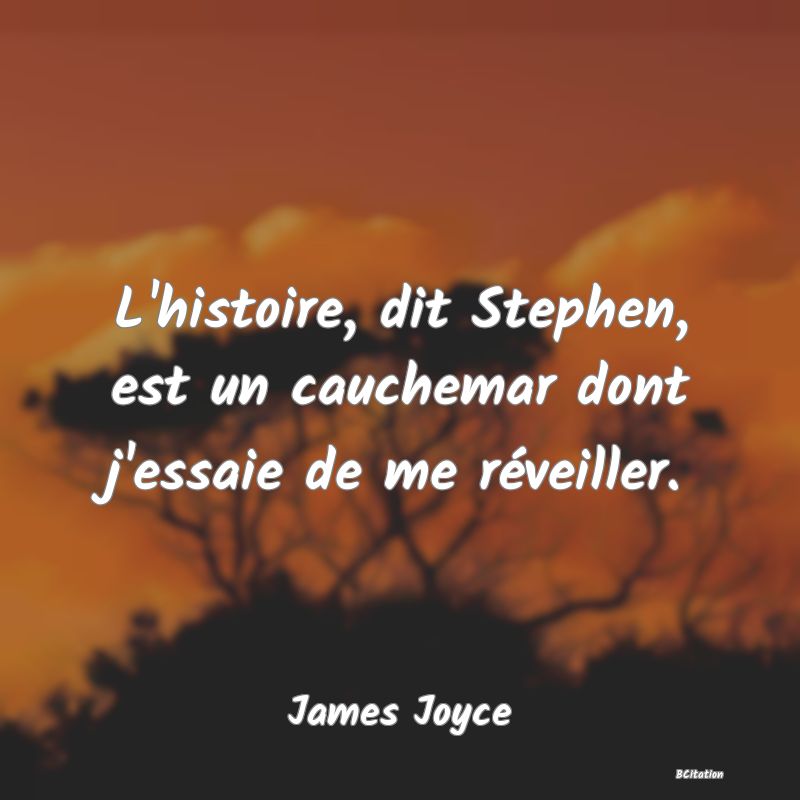 image de citation: L'histoire, dit Stephen, est un cauchemar dont j'essaie de me réveiller.