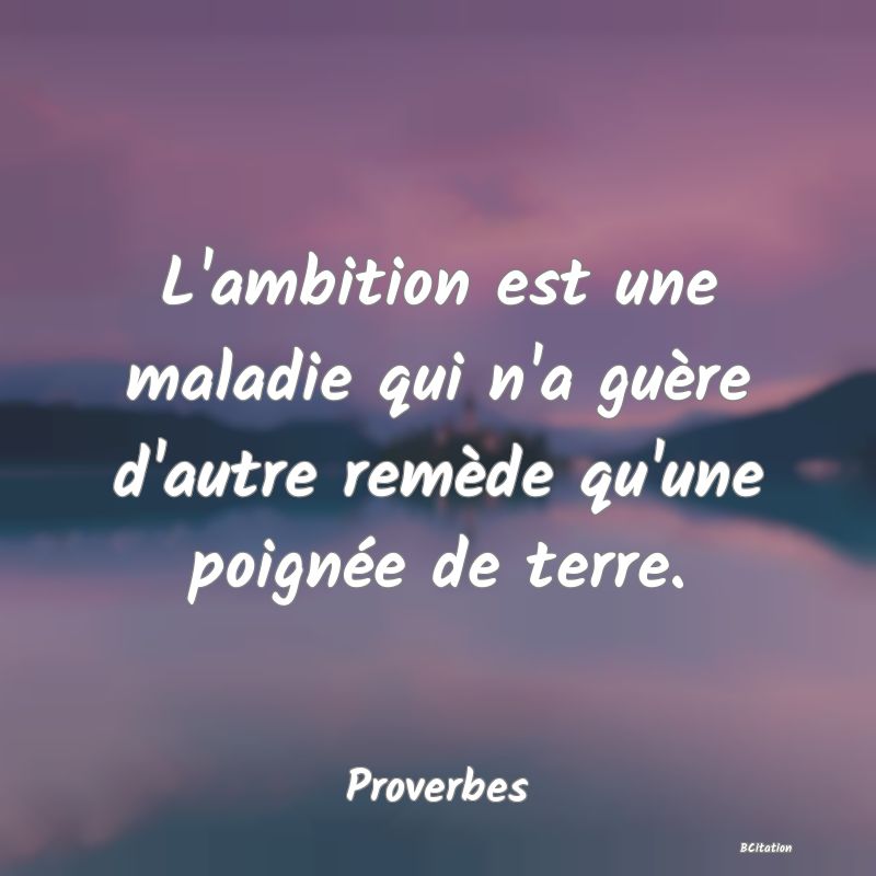 image de citation: L'ambition est une maladie qui n'a guère d'autre remède qu'une poignée de terre.