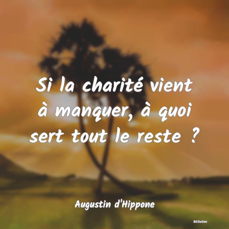 Belle Citation - Si la charité vient à manquer, à quoi sert tout le reste ? - Augustin d'Hippone