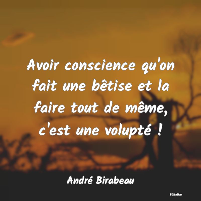 image de citation: Avoir conscience qu'on fait une bêtise et la faire tout de même, c'est une volupté !