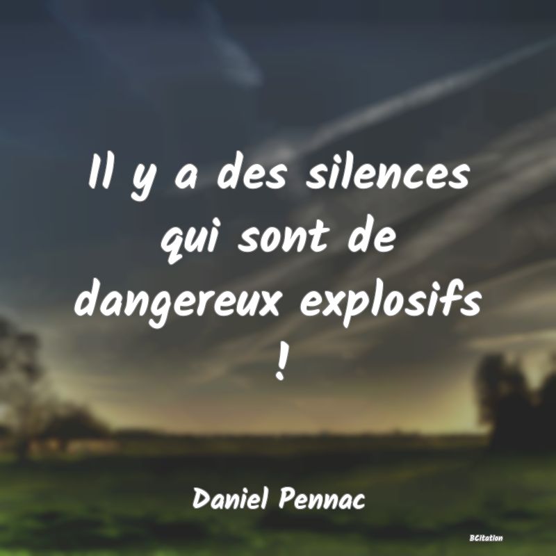 image de citation: Il y a des silences qui sont de dangereux explosifs !