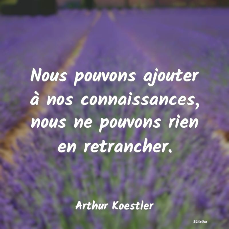 image de citation: Nous pouvons ajouter à nos connaissances, nous ne pouvons rien en retrancher.