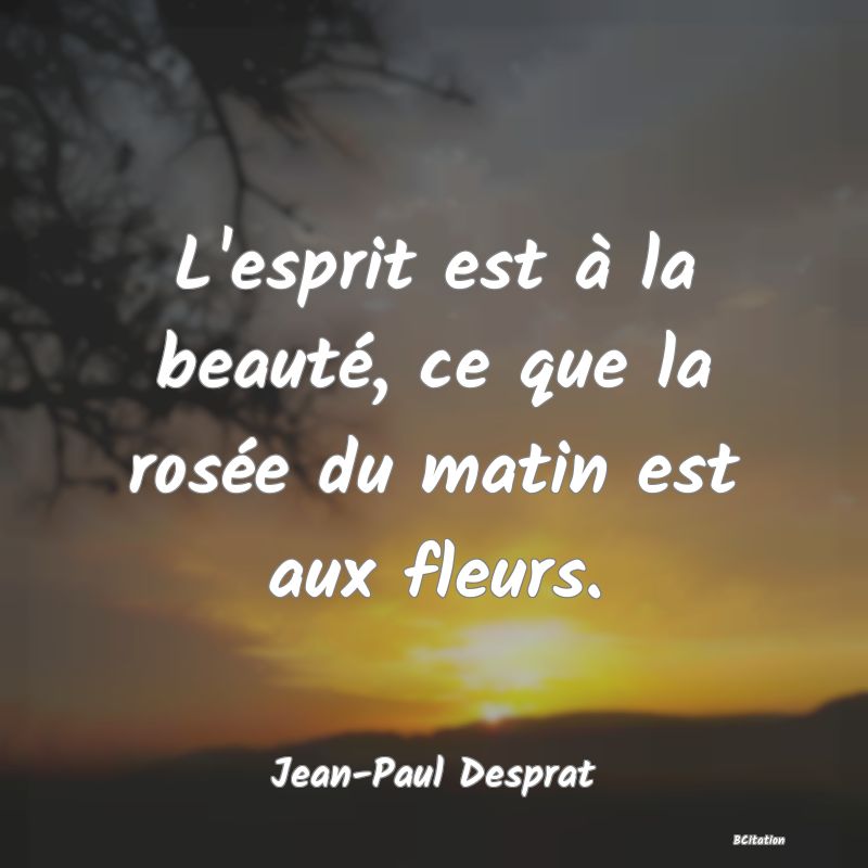 image de citation: L'esprit est à la beauté, ce que la rosée du matin est aux fleurs.