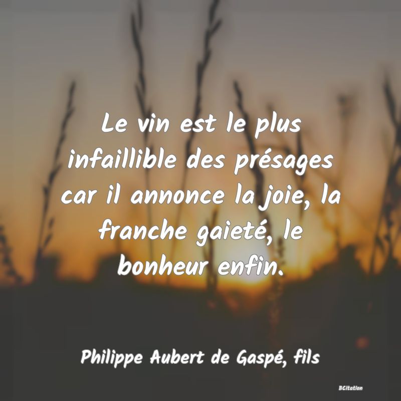 image de citation: Le vin est le plus infaillible des présages car il annonce la joie, la franche gaieté, le bonheur enfin.