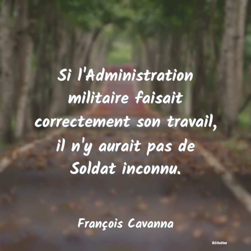 image de citation: Si l'Administration militaire faisait correctement son travail, il n'y aurait pas de Soldat inconnu.