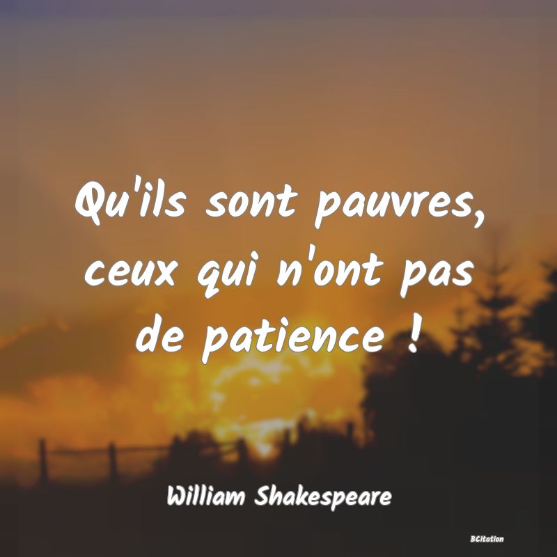 image de citation: Qu'ils sont pauvres, ceux qui n'ont pas de patience !