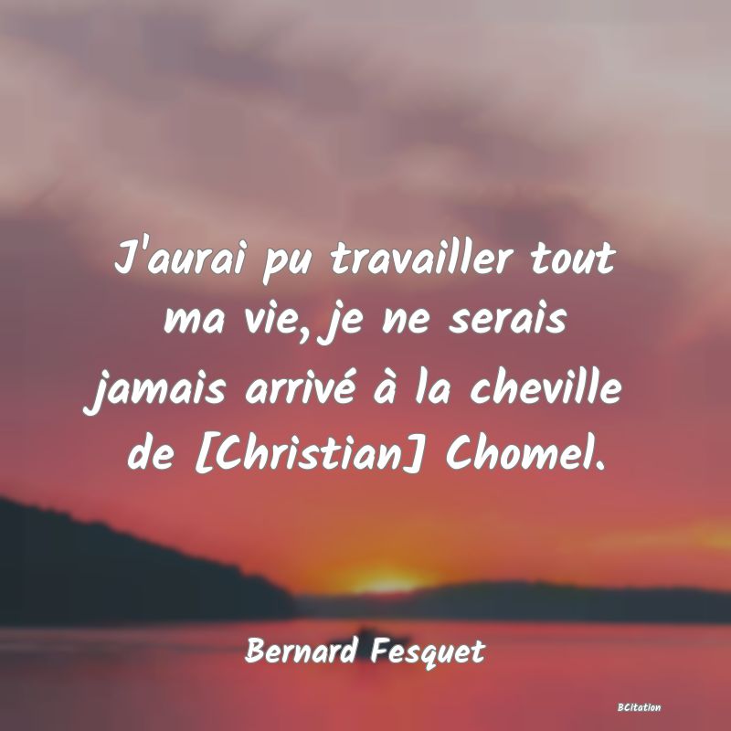 image de citation: J'aurai pu travailler tout ma vie, je ne serais jamais arrivé à la cheville de [Christian] Chomel.