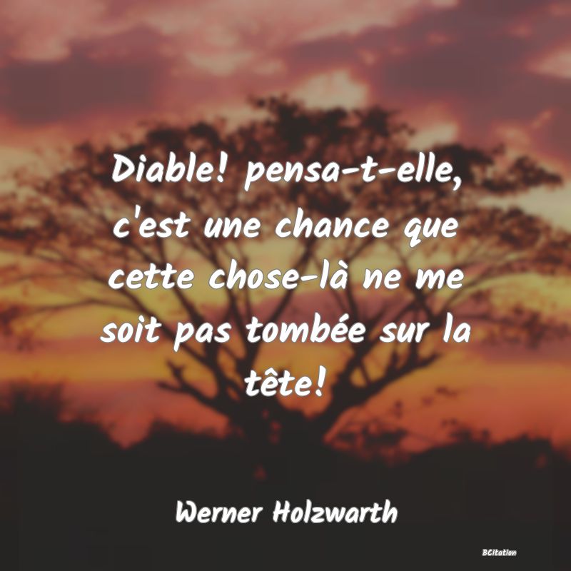 image de citation: Diable! pensa-t-elle, c'est une chance que cette chose-là ne me soit pas tombée sur la tête!