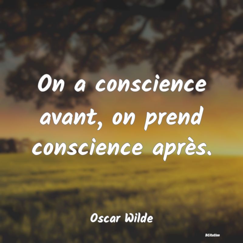 image de citation: On a conscience avant, on prend conscience après.