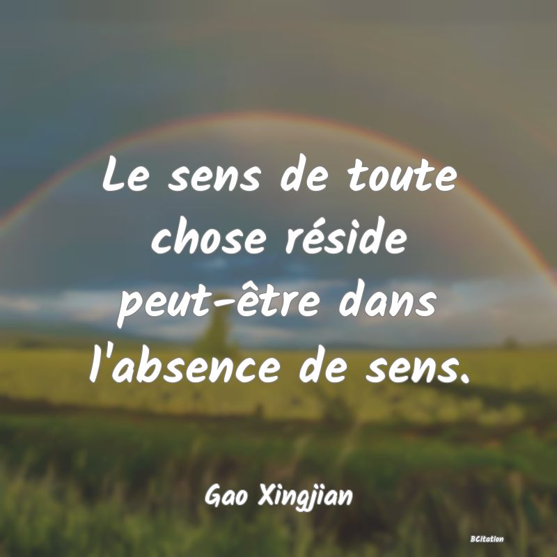 image de citation: Le sens de toute chose réside peut-être dans l'absence de sens.