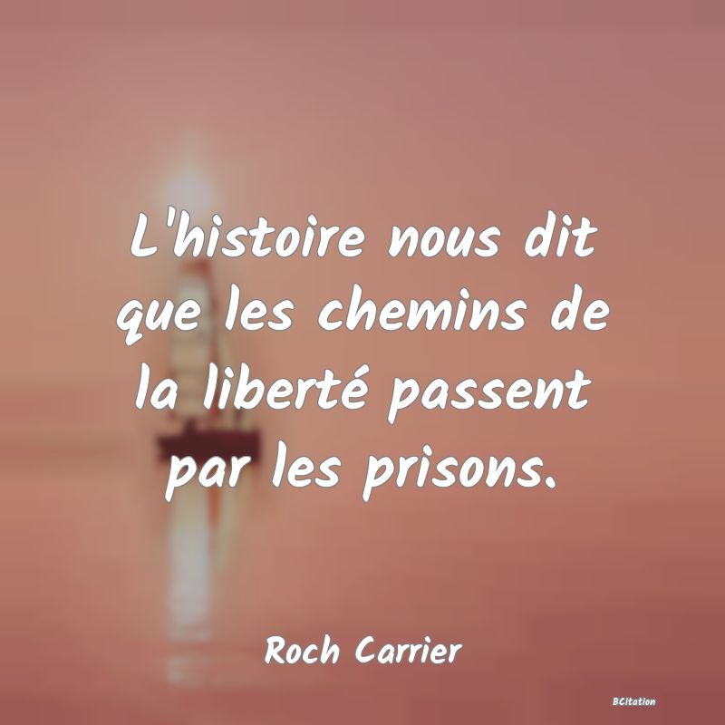 image de citation: L'histoire nous dit que les chemins de la liberté passent par les prisons.