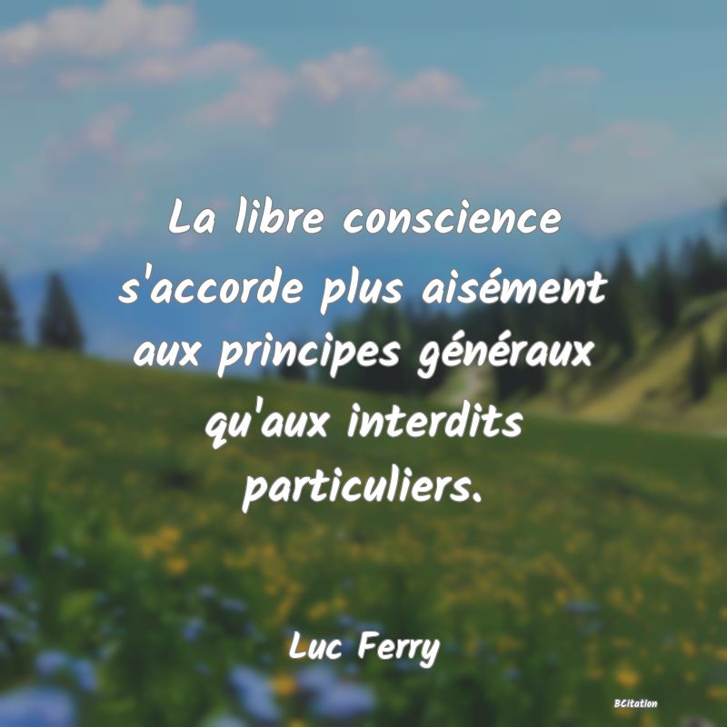 image de citation: La libre conscience s'accorde plus aisément aux principes généraux qu'aux interdits particuliers.