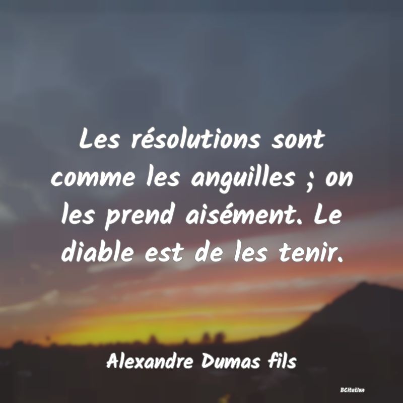Belle Citation - Les résolutions sont comme les anguilles ; on les prend aisément. Le diable est de les tenir. - Alexandre Dumas fils