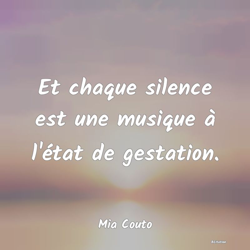 image de citation: Et chaque silence est une musique à l'état de gestation.