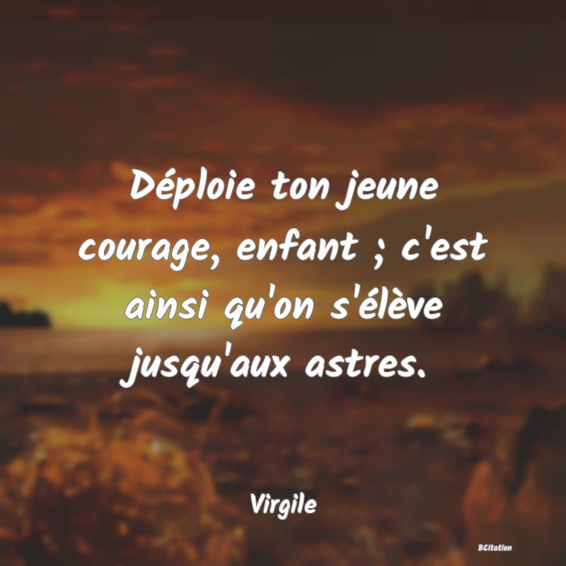 Belle Citation - Déploie ton jeune courage, enfant ; c'est ainsi qu'on s'élève jusqu'aux astres. - Virgile