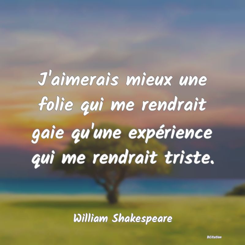 image de citation: J'aimerais mieux une folie qui me rendrait gaie qu'une expérience qui me rendrait triste.