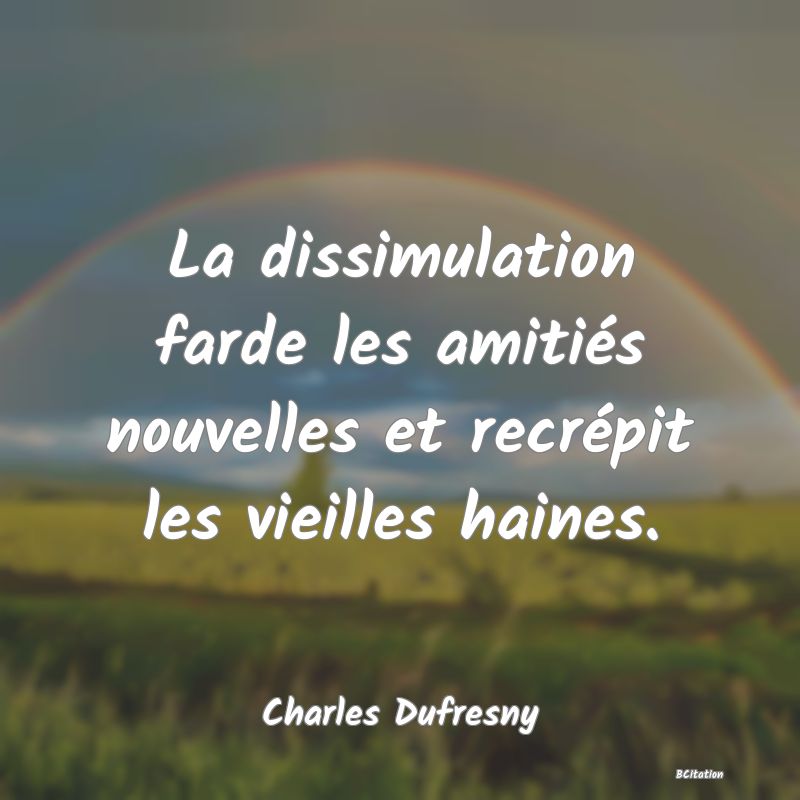 image de citation: La dissimulation farde les amitiés nouvelles et recrépit les vieilles haines.