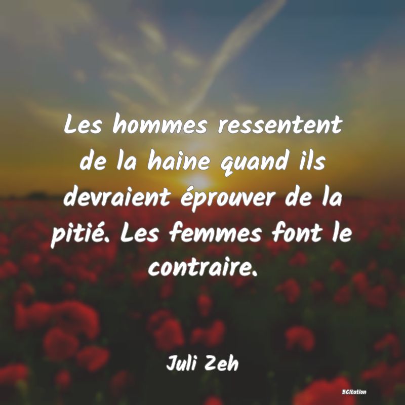 image de citation: Les hommes ressentent de la haine quand ils devraient éprouver de la pitié. Les femmes font le contraire.