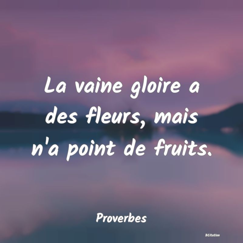 image de citation: La vaine gloire a des fleurs, mais n'a point de fruits.